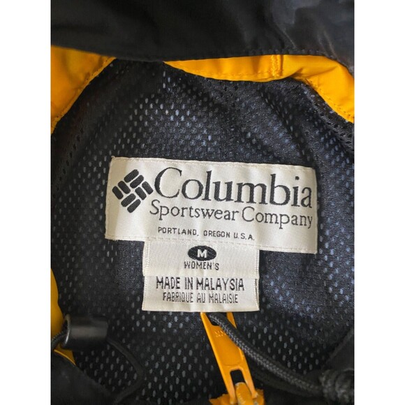 Columbia Women’s Windbreaker Jacket Black and Yellow Full Zip Size Medium - Picture 9 of 10